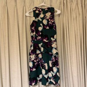Banana Republic Floral Midi Dress - Teal and Violet